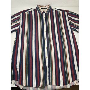 Natural Issue Size M Vertical Striped Multicolor Short Sleeve Shirt